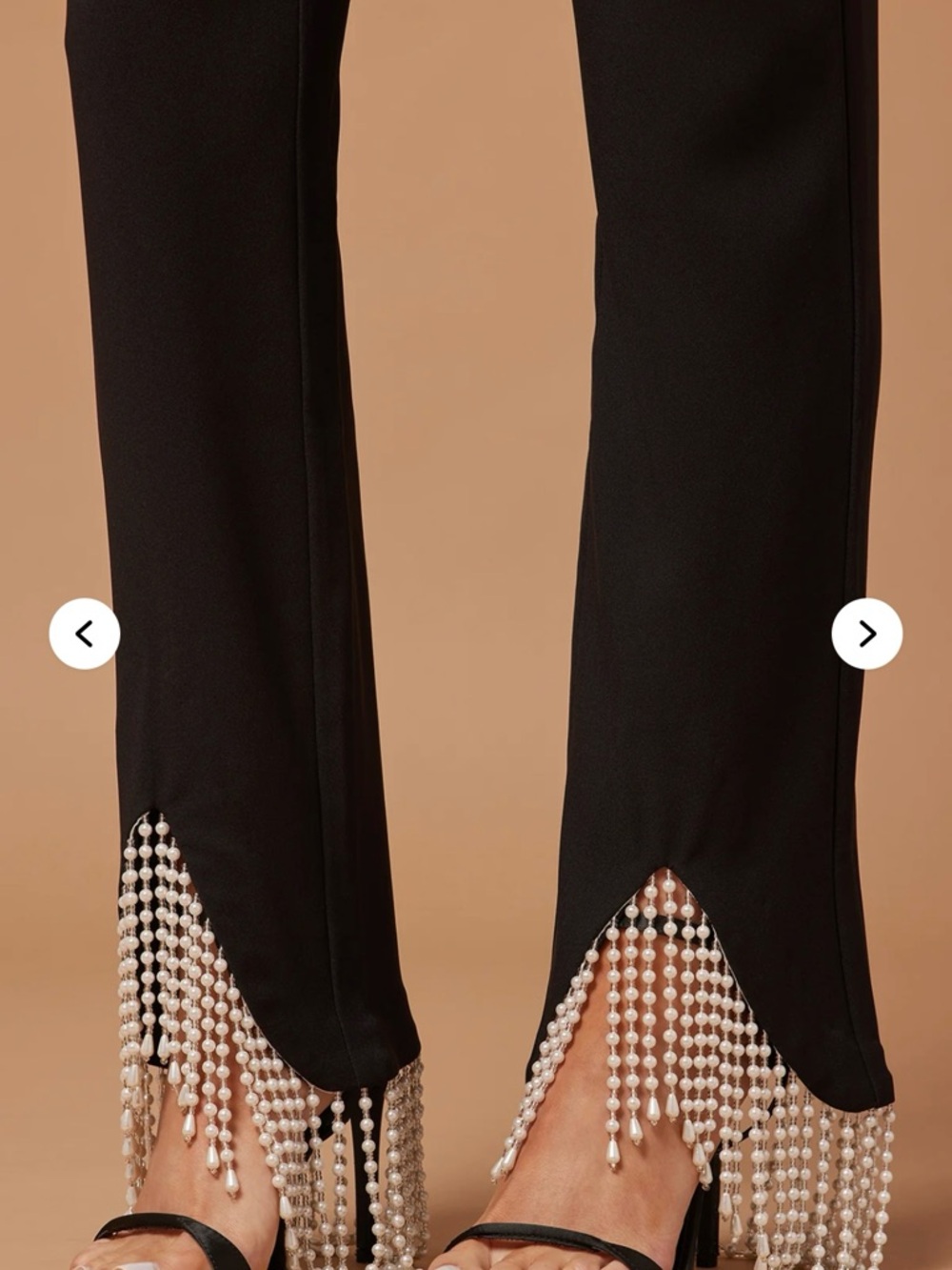Black Pearl Fringe Tuxedo Pants